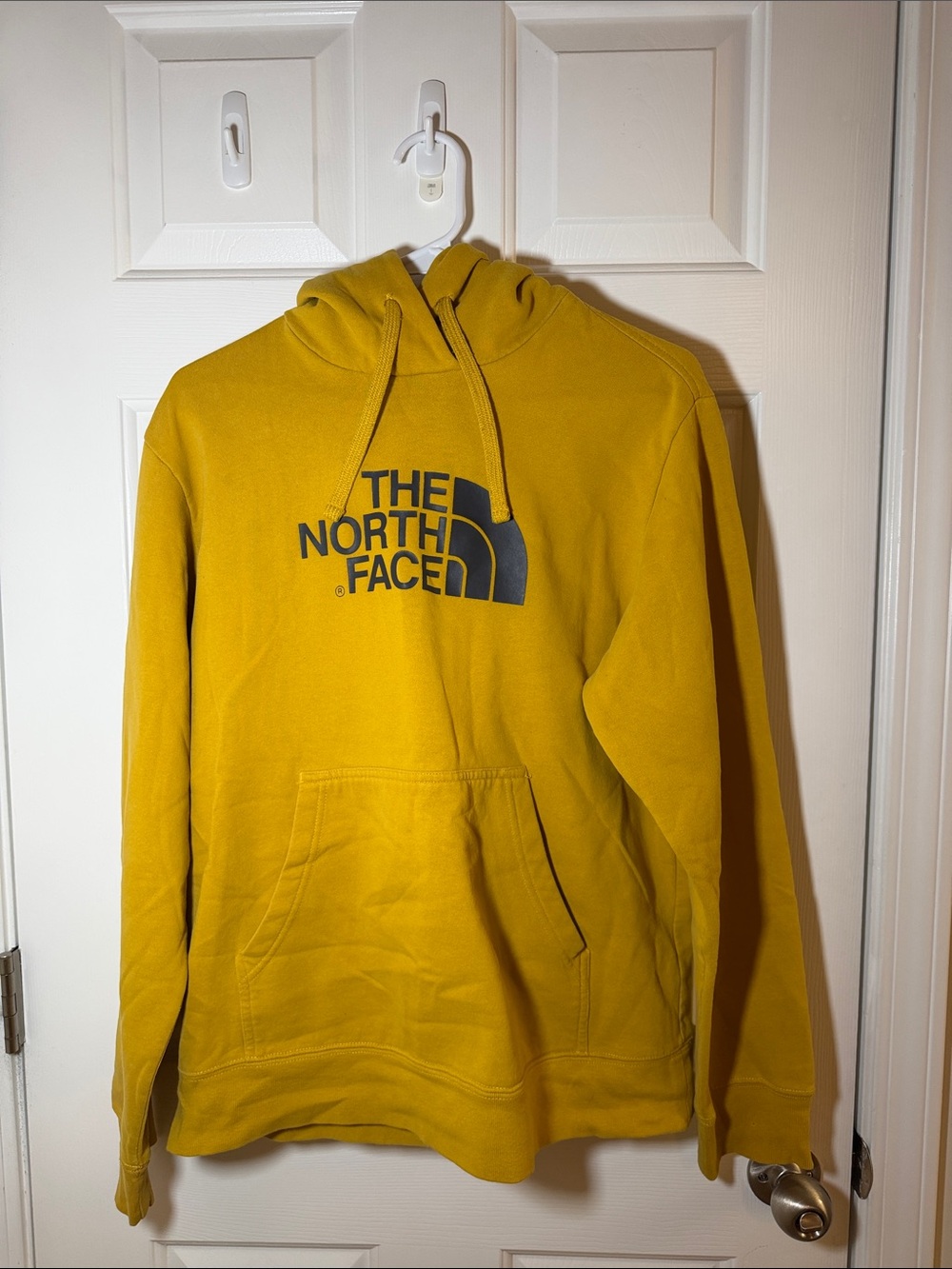 The North Face Men's Hooded Pullover - Mustard Yellow with Navy Logo
